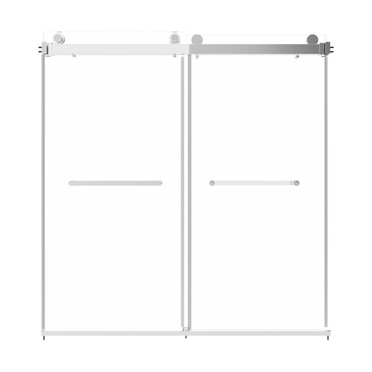 Chrome Double Sliding Frameless Bathtub Shower Door with Frosted Glass