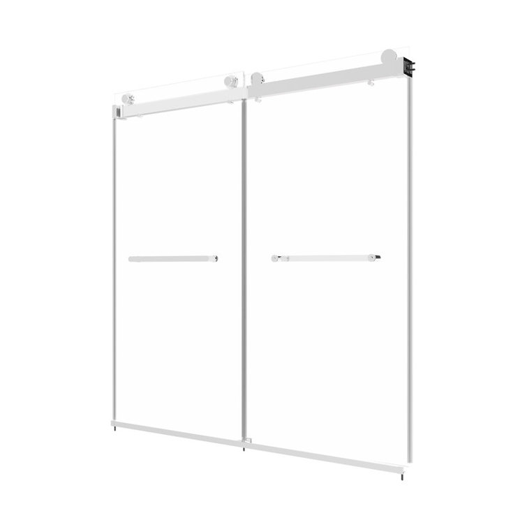 Chrome Double Sliding Frameless Bathtub Shower Door with Frosted Glass