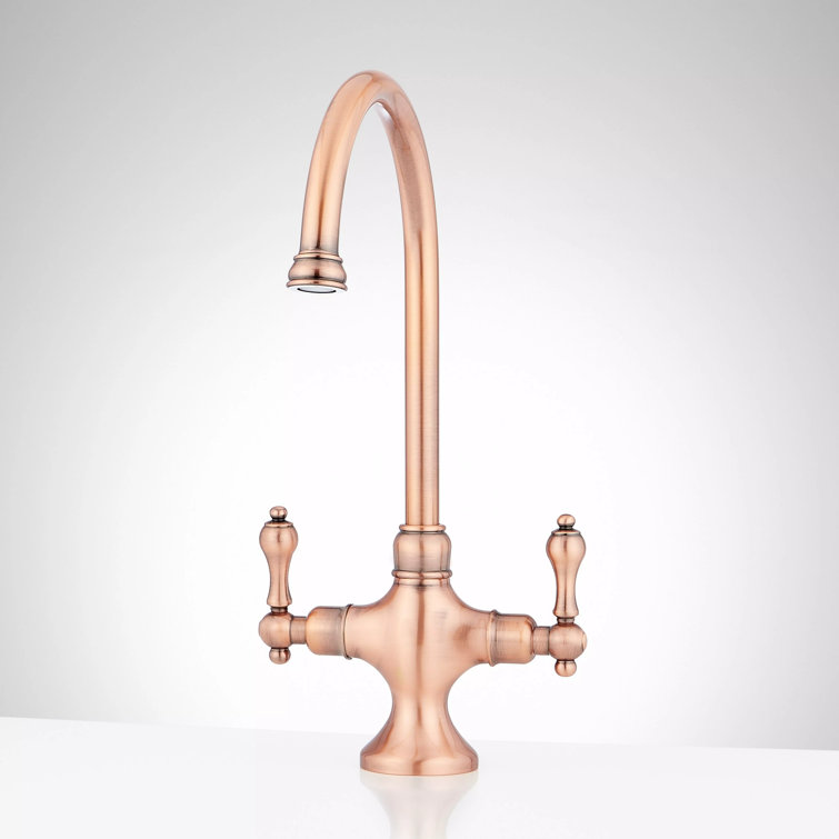 Satin Copper Double Handle Single Hole Kitchen Faucet