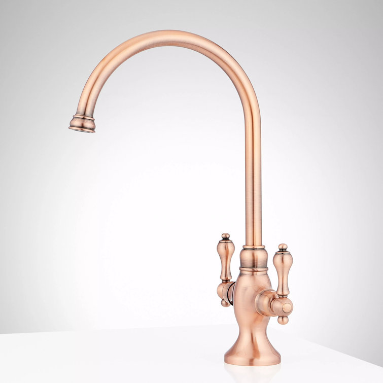 Satin Copper Double Handle Single Hole Kitchen Faucet