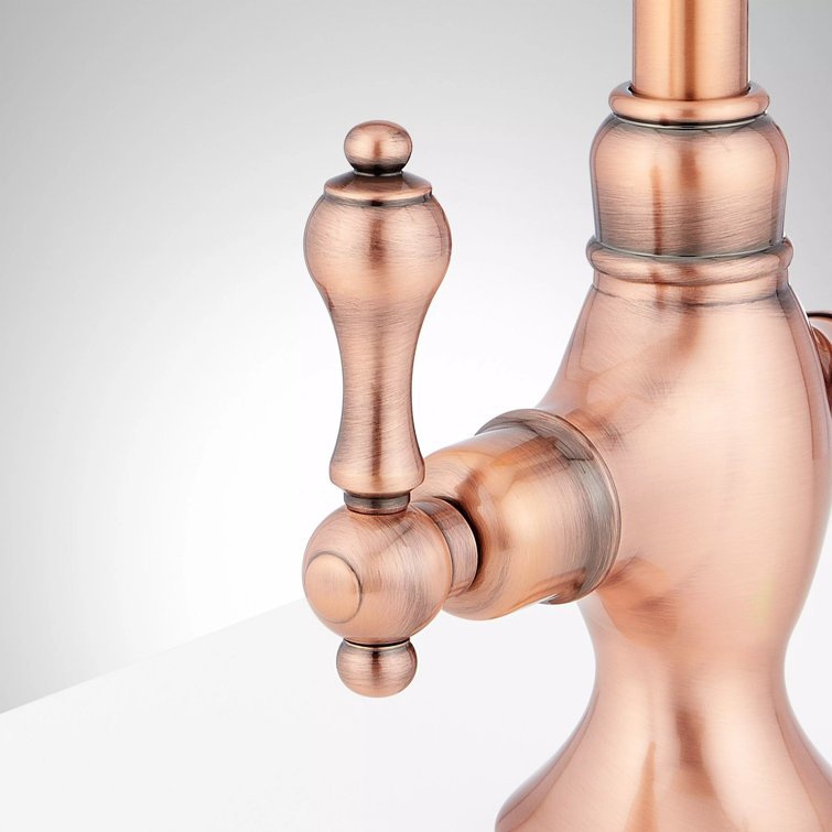Satin Copper Double Handle Single Hole Kitchen Faucet