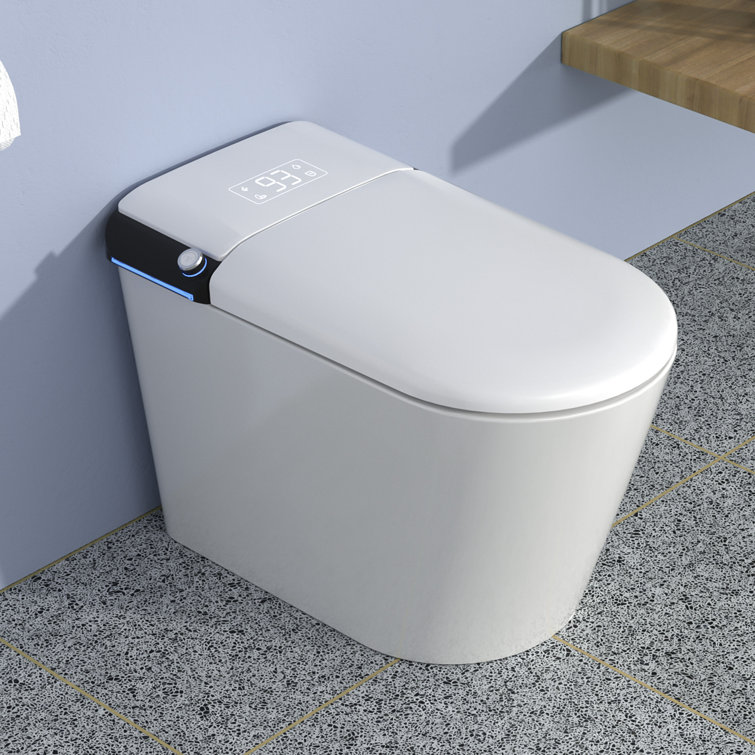 White Ceramic High Efficiency Elongated Bidet Toilet with Heated Seat