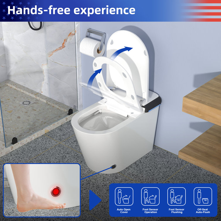 White Ceramic High Efficiency Elongated Bidet Toilet with Heated Seat