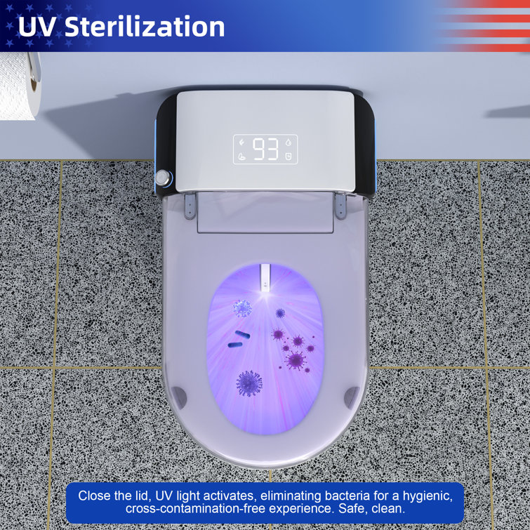 White Ceramic High Efficiency Elongated Bidet Toilet with Heated Seat
