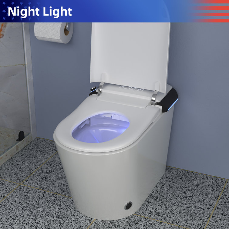 White Ceramic High Efficiency Elongated Bidet Toilet with Heated Seat