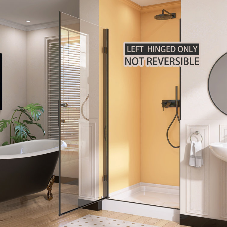 Matte Black Frameless Pivot Shower Door with Tempered Glass, 36'' x 72''