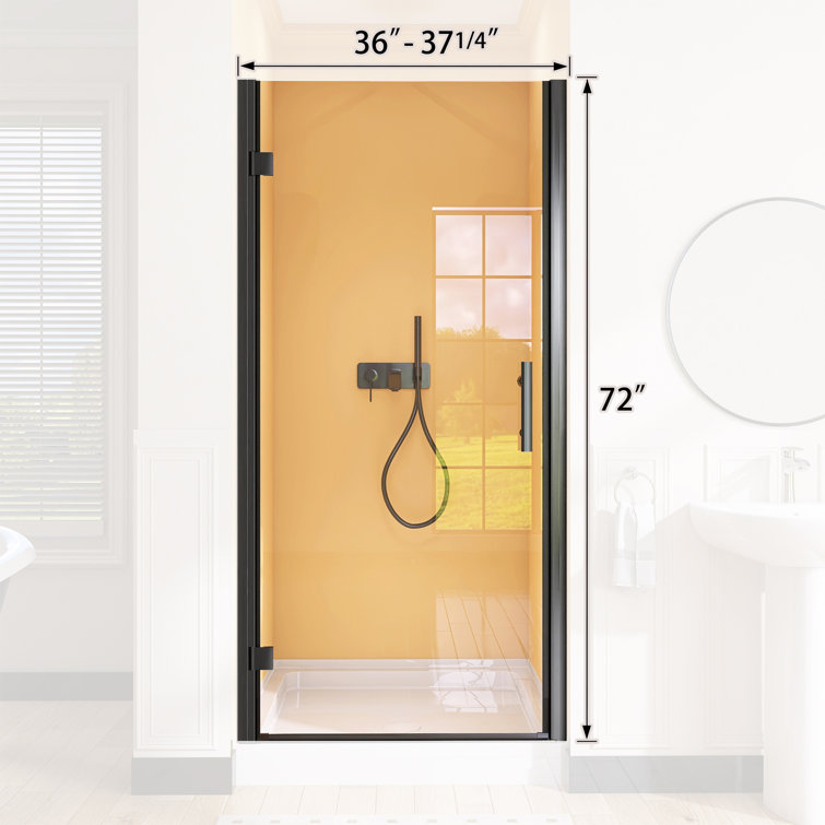 Matte Black Frameless Pivot Shower Door with Tempered Glass, 36'' x 72''