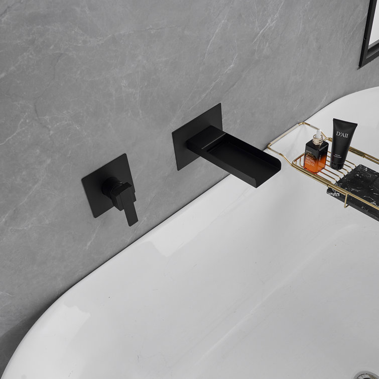 Matte Black Brass Wall Mount Waterfall Faucet