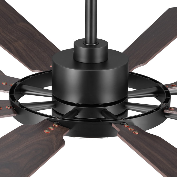 72" Black and Walnut Modern Ceiling Fan with LED Light and Remote