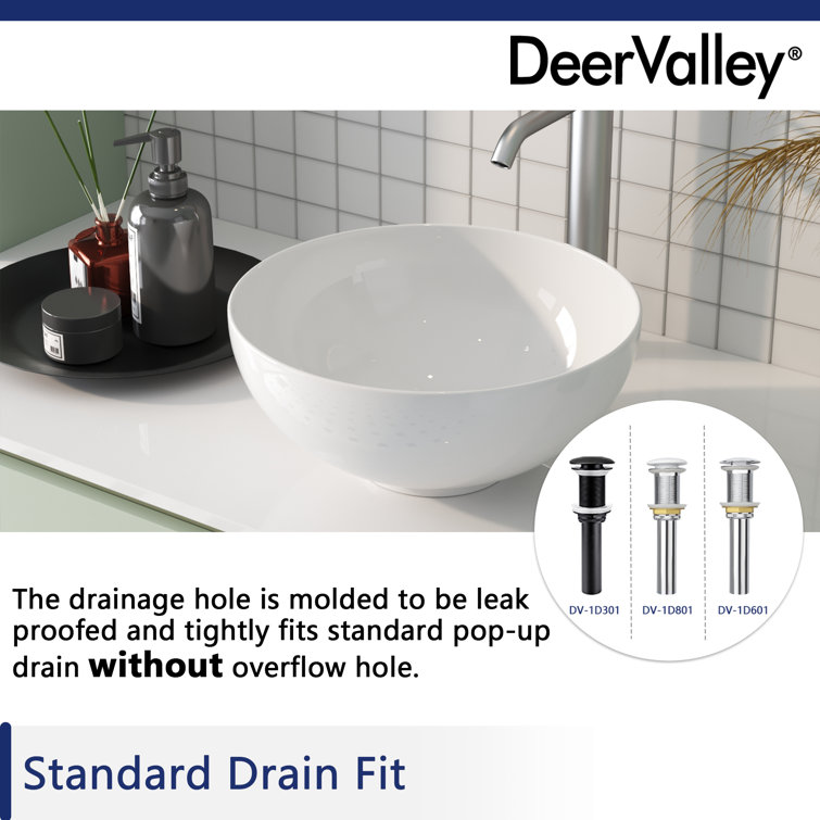 White Ceramic Round Above-Counter Bathroom Vessel Sink