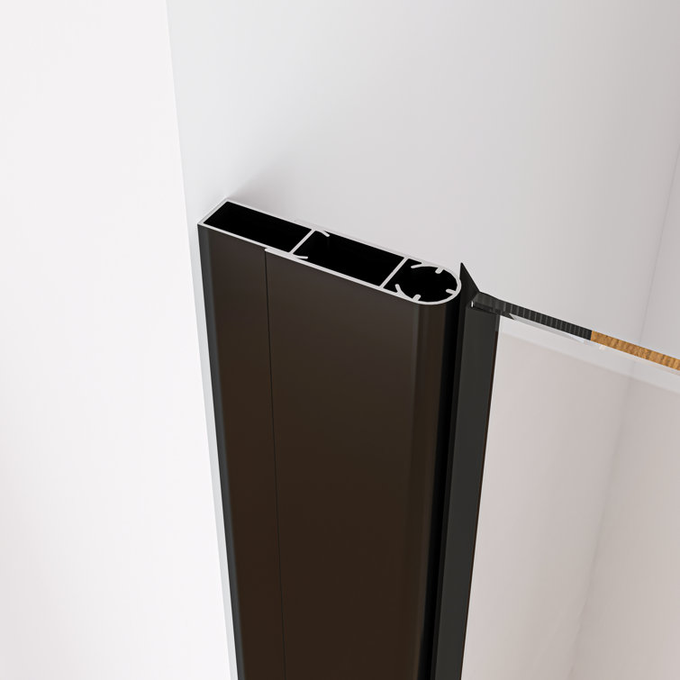 34'' W x 72'' H Frameless Clear Glass Pivot Shower Door in Matte Black Finish