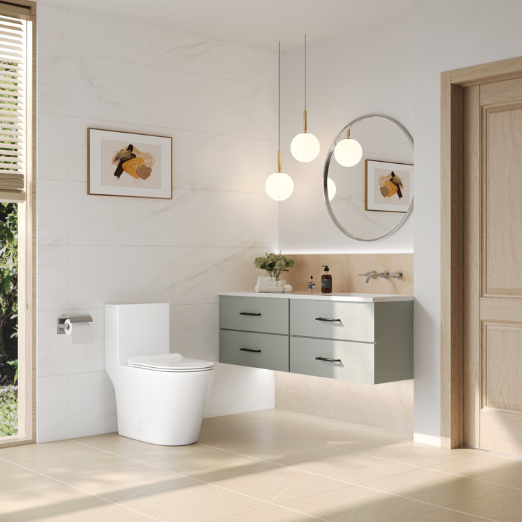 White Ceramic Elongated Dual Flush Toilet with ADA Seat Height