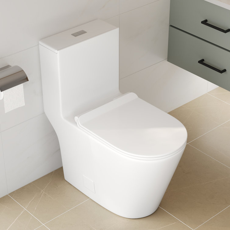 White Ceramic Elongated Dual Flush Toilet with ADA Seat Height
