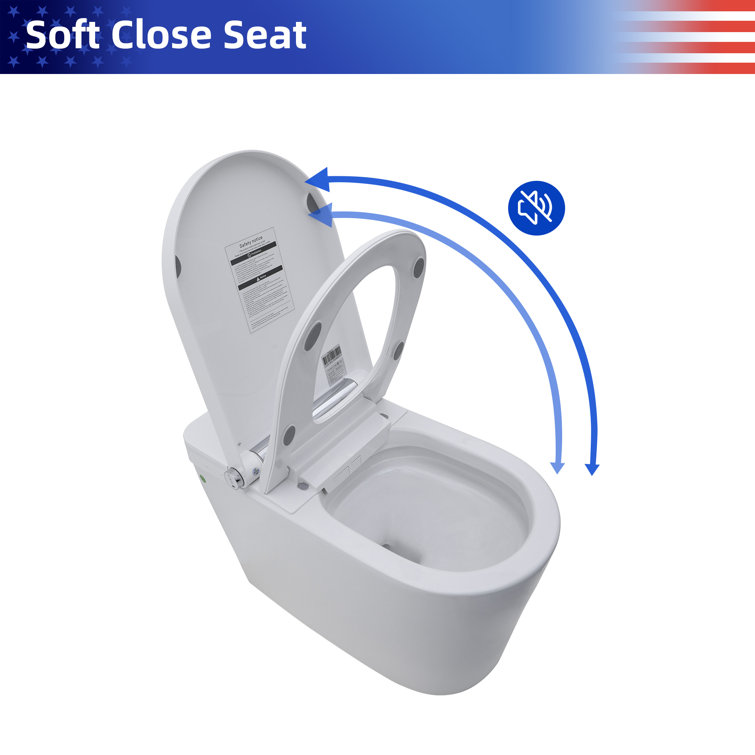 White Ceramic Elongated Smart Bidet Toilet with Heated Seat