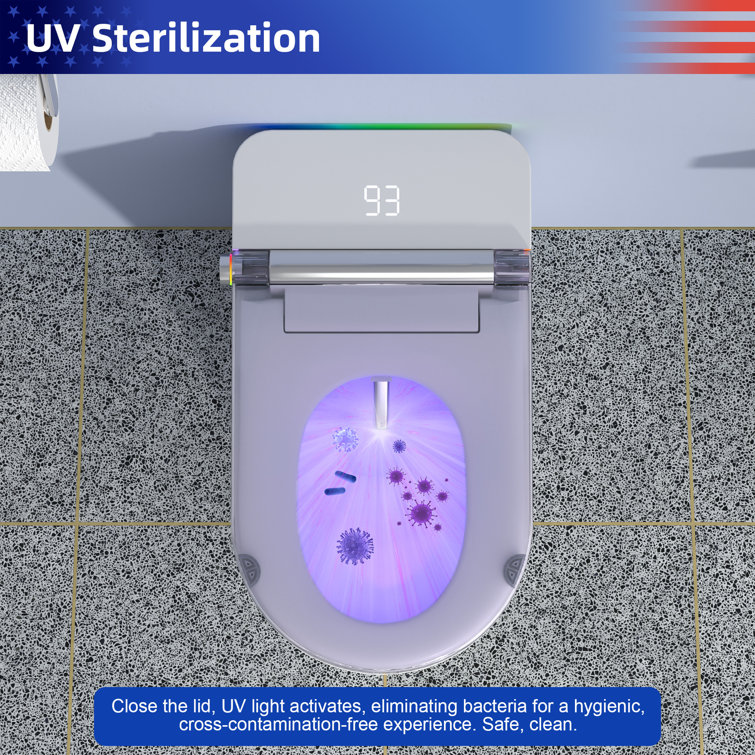 White Ceramic Elongated Smart Bidet Toilet with Heated Seat
