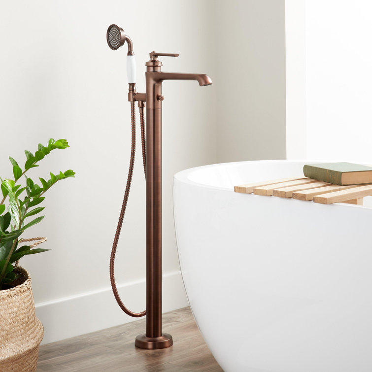 Oil Rubbed Bronze Freestanding Tub Filler with Hand Shower