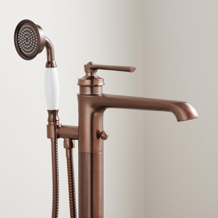 Oil Rubbed Bronze Freestanding Tub Filler with Hand Shower