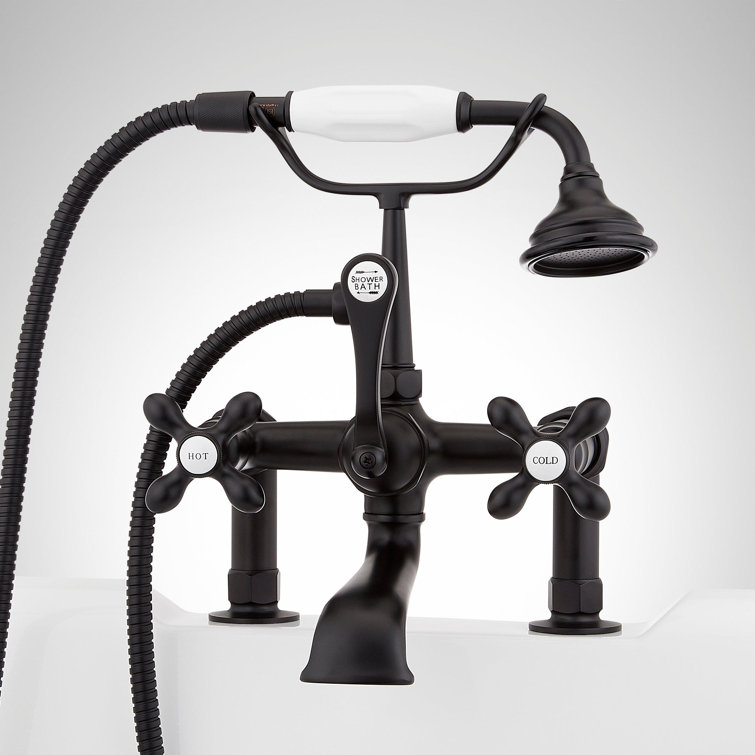 Deck Mounted Tub Filler with Built-In Diverter - Includes Hand Shower