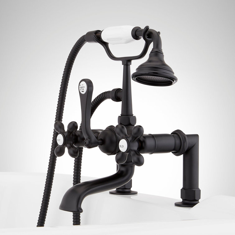 Deck Mounted Tub Filler with Built-In Diverter - Includes Hand Shower