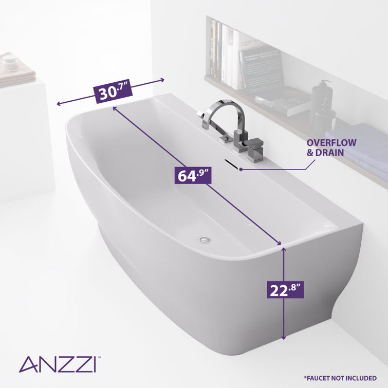 Glossy White 65'' Freestanding Acrylic Soaking Bathtub
