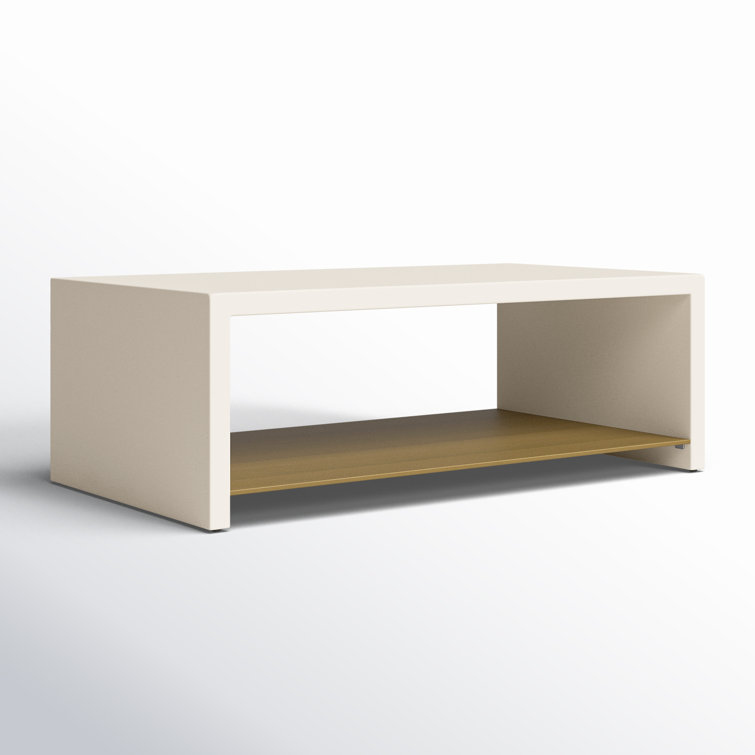 Parchment White Concrete Rectangular Outdoor Coffee Table