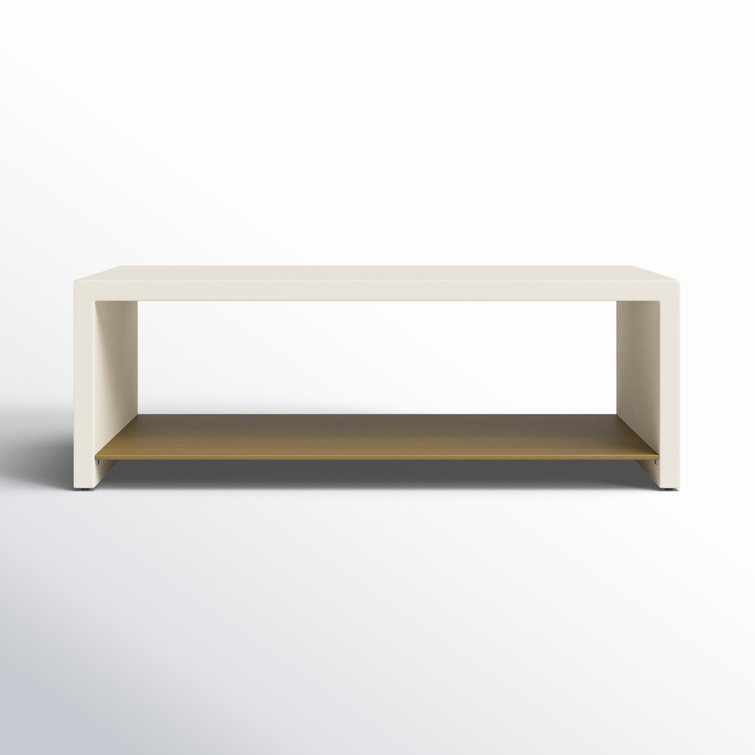 Parchment White Concrete Rectangular Outdoor Coffee Table
