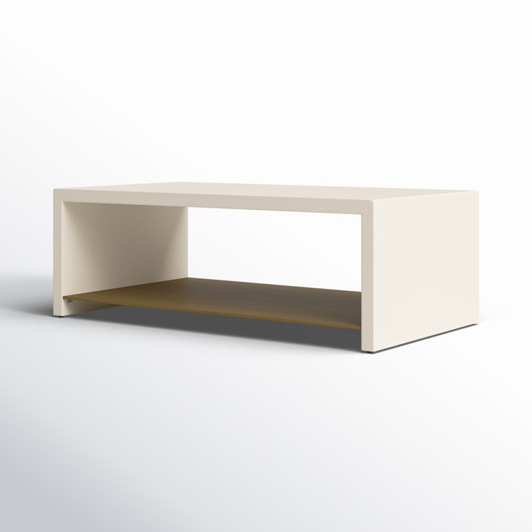 Parchment White Concrete Rectangular Outdoor Coffee Table