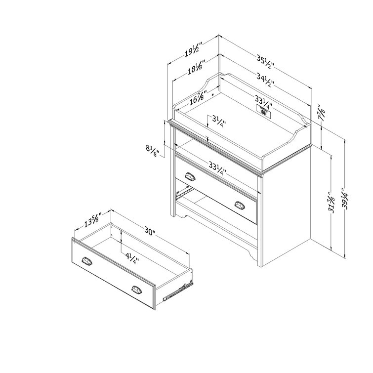 Espresso Laminated Particleboard Nursery Changing Table Dresser