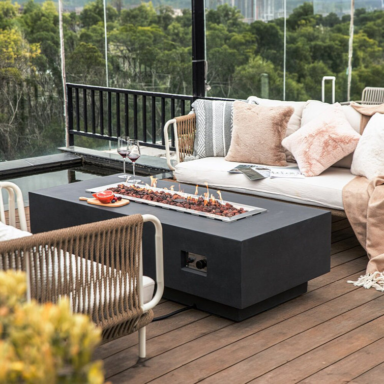 Granville 63" Gray Concrete Gas Fire Pit Table