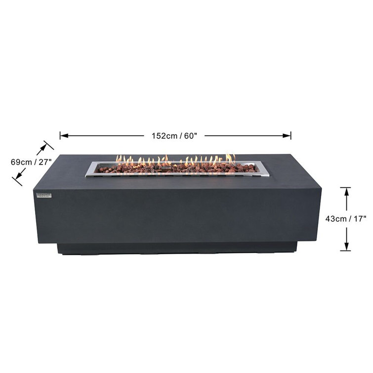 Granville 63" Gray Concrete Gas Fire Pit Table