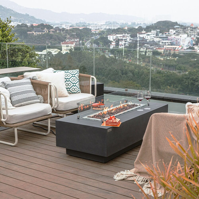 Granville 63" Gray Concrete Gas Fire Pit Table