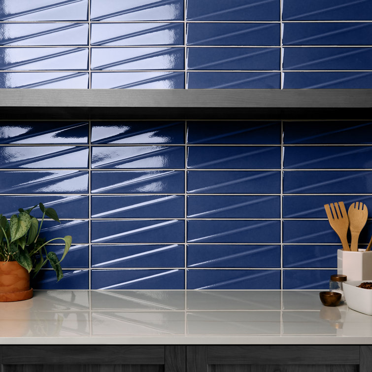 Azure Blue Glossy Ceramic 3x12 Subway Wall Tile