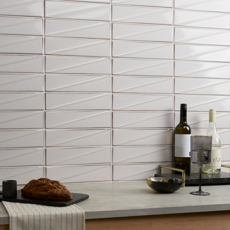 Ice White Glossy Ceramic Subway Wall Tile 3x12