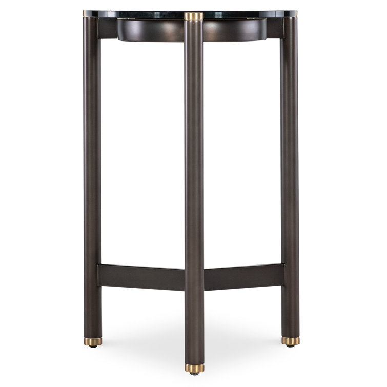Grayson Smoked Glass and Metal Round Drink Table