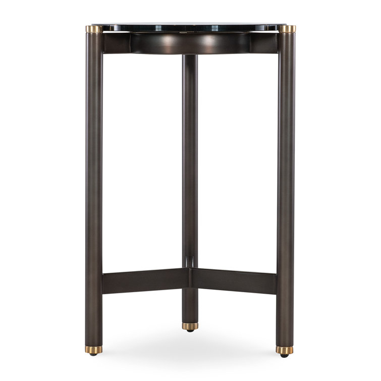 Grayson Smoked Glass and Metal Round Drink Table