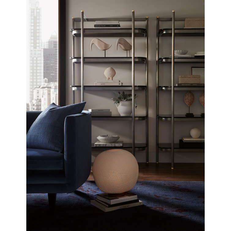 Grayson Black Metal and Glass 5-Shelf Etagere