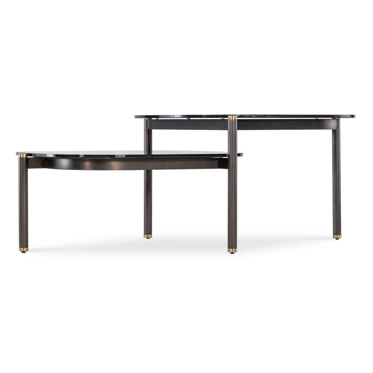 Grayson Smoked Glass and Wood Rectangular Coffee Table