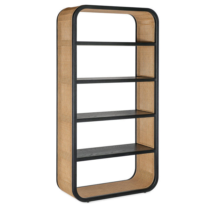 Black and Brown Oak Cane 4-Tier Bookcase