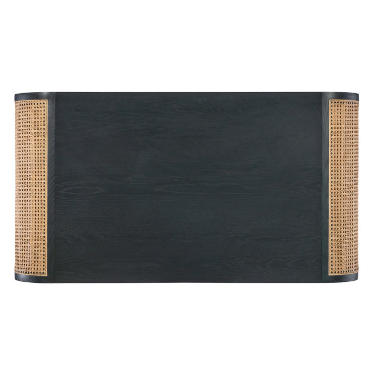 Cain Black Oak Rectangular Coffee Table with Shelf