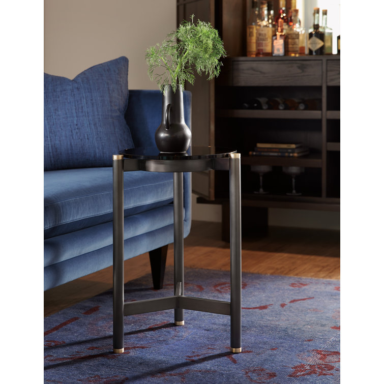 Grayson Smoked Glass and Metal Round Drink Table