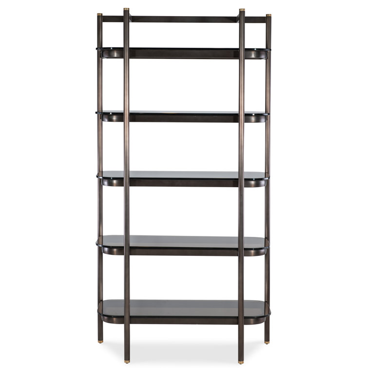 Grayson Black Metal and Glass 5-Shelf Etagere