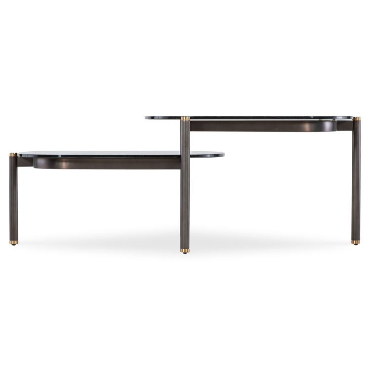 Grayson Smoked Glass and Wood Rectangular Coffee Table