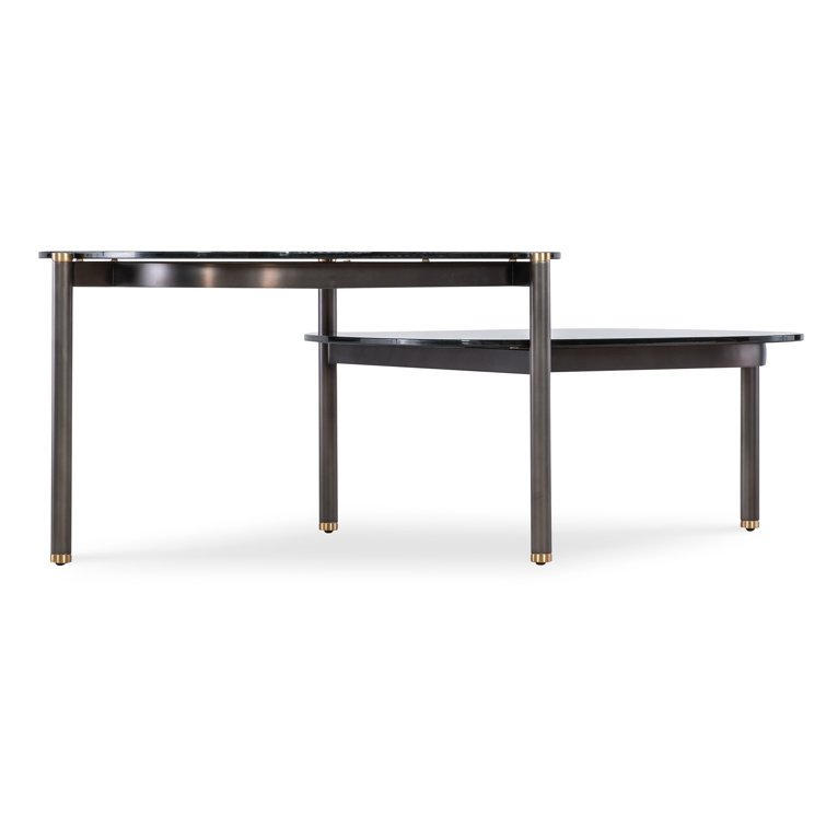 Grayson Smoked Glass and Wood Rectangular Coffee Table