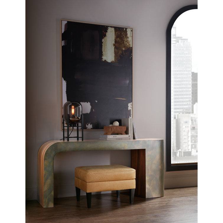 Brown Oak and Metal Waterfall Console Table