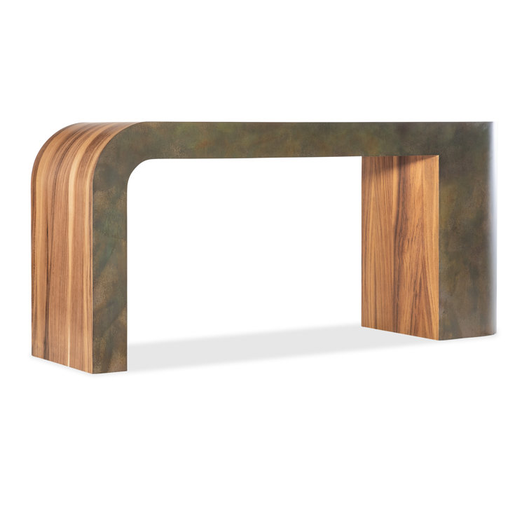 Brown Oak and Metal Waterfall Console Table