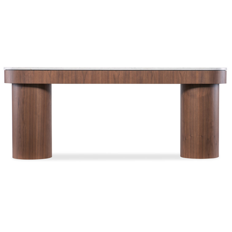 Walnut and Marble Transitional Console Table