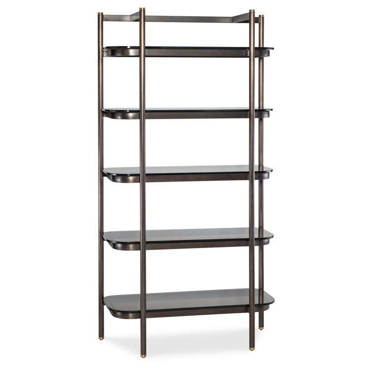 Grayson Black Metal and Glass 5-Shelf Etagere