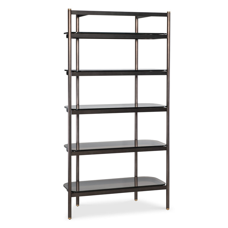 Grayson Black Metal and Glass 5-Shelf Etagere