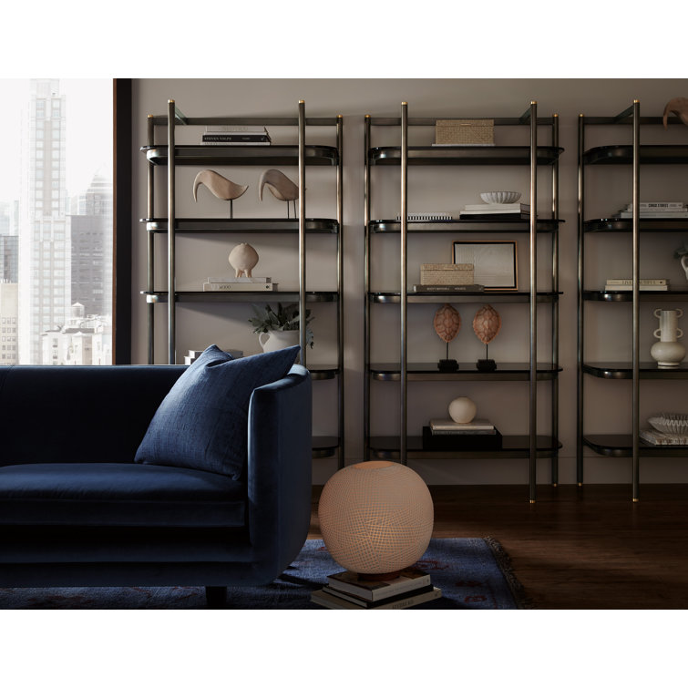 Grayson Black Metal and Glass 5-Shelf Etagere