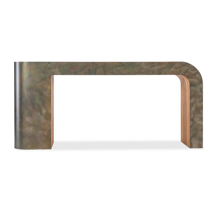 Brown Oak and Metal Waterfall Console Table